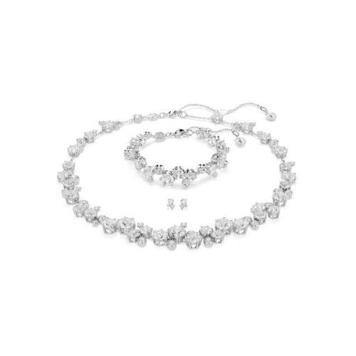Set, Mixed cuts, White, Rhodium plated Constella Swarovski