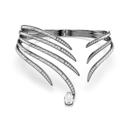 Choker, Feather, White, Ruthenium plated The Vienna Collection Swarovski