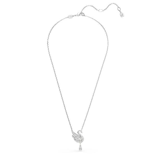 Pendant, Swan, White, Rhodium plated Swan Swarovski 4