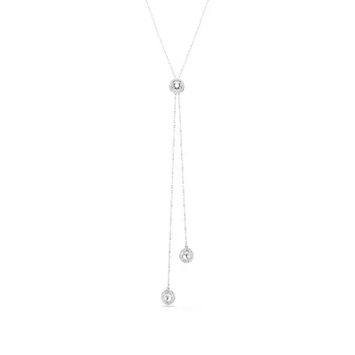 Y pendant, Round cut, White, Rhodium plated Una Swarovski