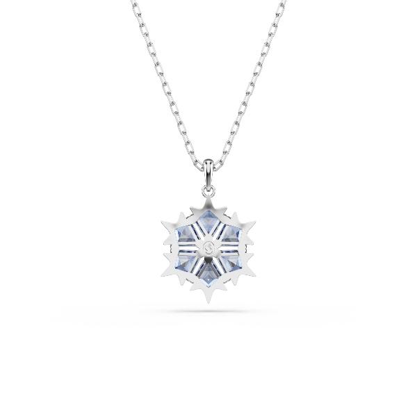 Pendant, Snowflake, Blue, Rhodium plated Magic Swarovski 2