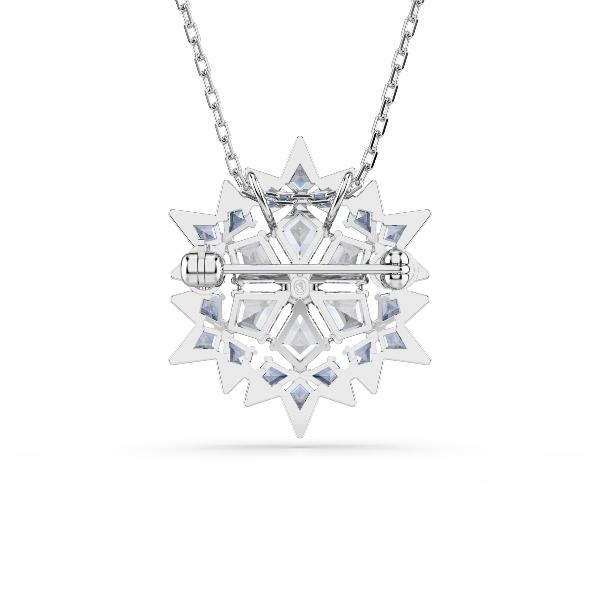 Pendant and brooch, Snowflake, Blue, Rhodium plated Magic Swarovski 2