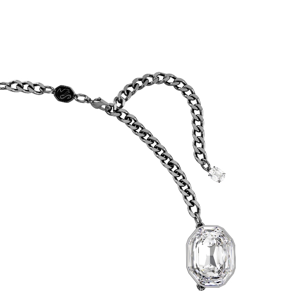 Necklace, Feather, White, Ruthenium plated The Vienna Collection Swarovski 3