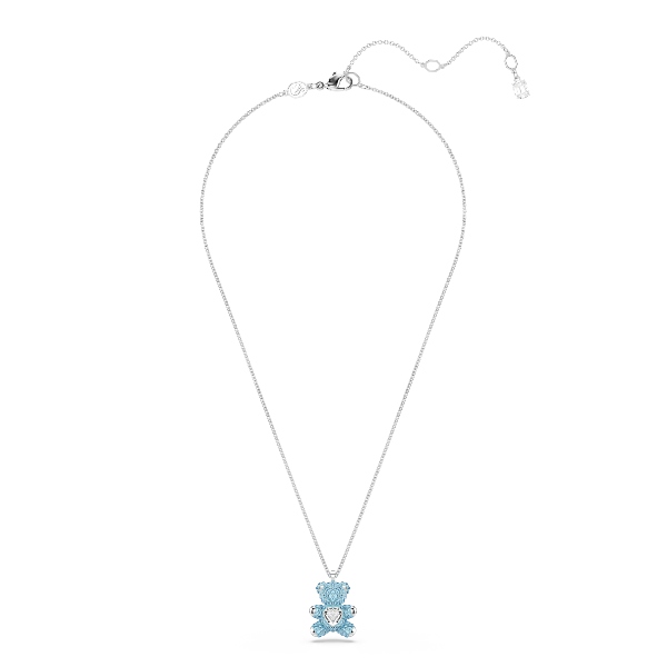 Pendant, Bear, Blue, Rhodium plated Teddy Swarovski 2