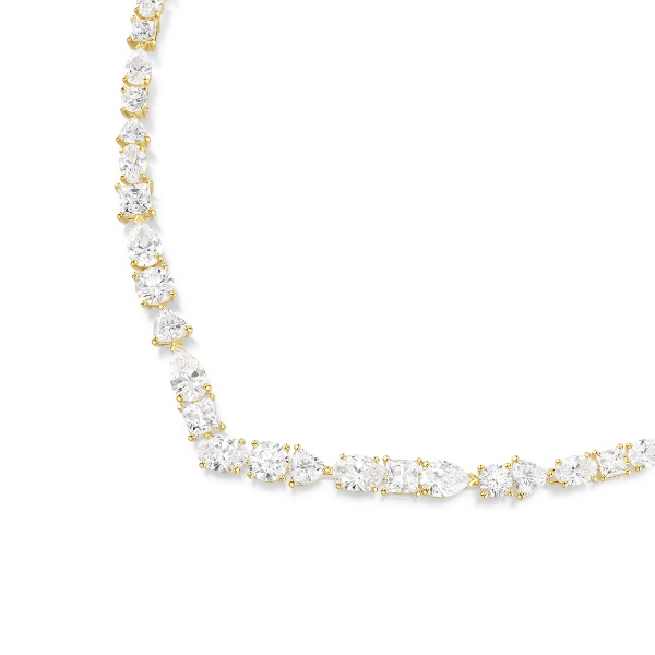 Necklace, Mixed cuts, White, Gold-tone plated Mesmera Swarovski 4