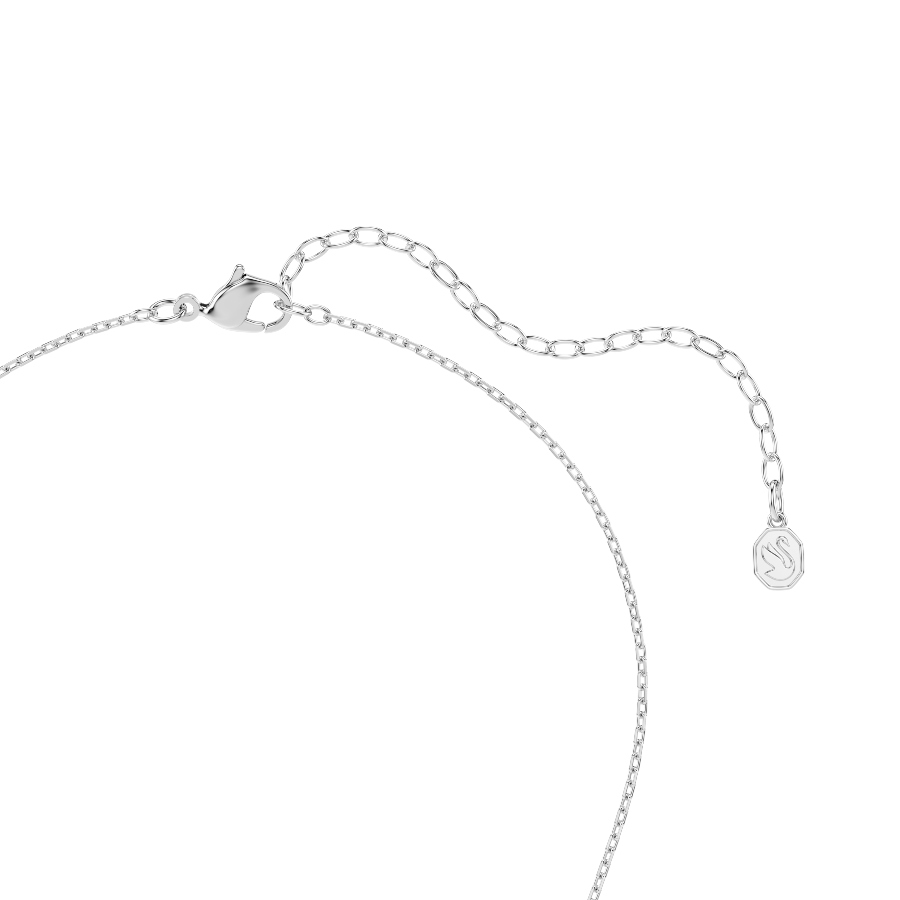 Pendant, Crystal pearl, Round cut, Pavé, Horse shoe, White, Rhodium plated Symbolic Swarovski 4