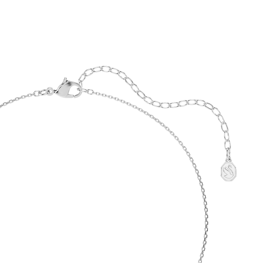 Pendant, Crystal pearl, Round cut, Pavé, Horse shoe, White, Rhodium plated Symbolic Swarovski 4