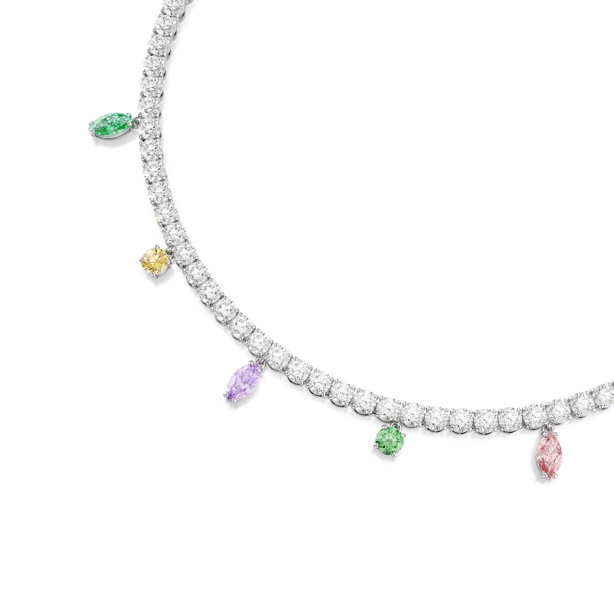 Necklace, Mixed cuts, Multicolored, Rhodium plated Ariana Grande x Swarovski Swarovski 4