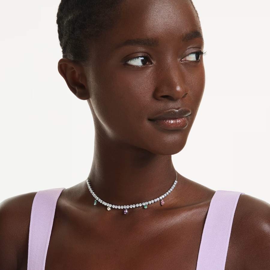 Necklace, Mixed cuts, Multicolored, Rhodium plated Ariana Grande x Swarovski Swarovski 6