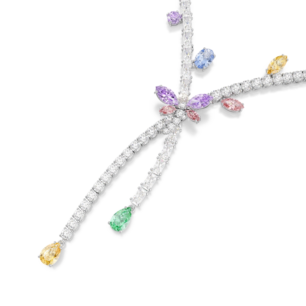 Necklace, Mixed cuts, Dragonfly, Multicolored, Rhodium plated Ariana Grande x Swarovski Swarovski 2