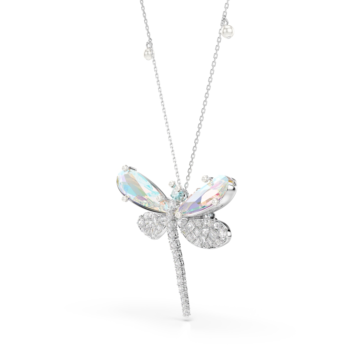 Pendant and brooch, Mixed cuts, Dragonfly, Green, Rhodium plated Ariana Grande x Swarovski Swarovski 3