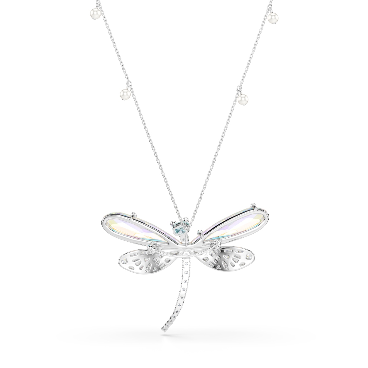 Pendant and brooch, Mixed cuts, Dragonfly, Green, Rhodium plated Ariana Grande x Swarovski Swarovski 5