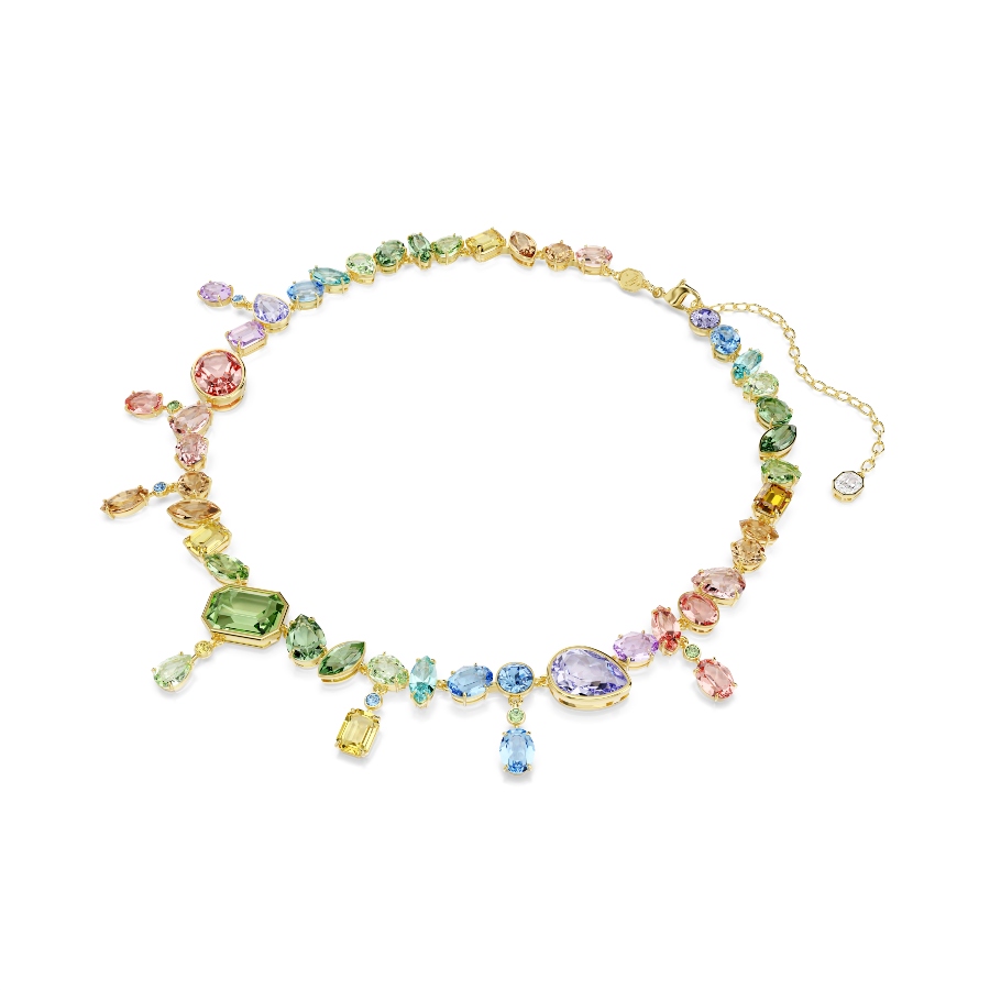 Necklace, Mixed cuts, Dangling crystals, Multicolored, Gold-tone plated Gema Swarovski 2
