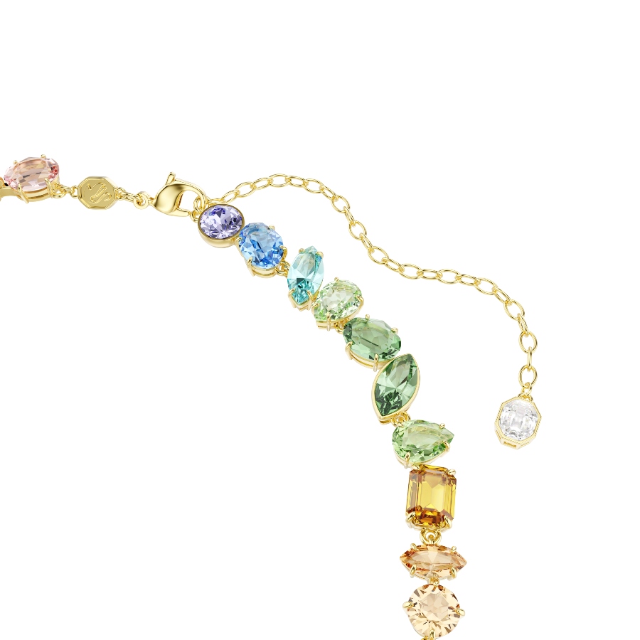Necklace, Mixed cuts, Dangling crystals, Multicolored, Gold-tone plated Gema Swarovski 3