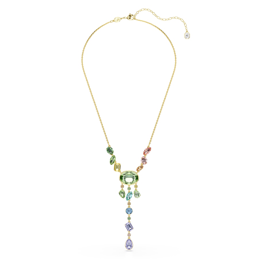 Y necklace, Mixed cuts, Multicolored, Gold-tone plated Gema Swarovski 2
