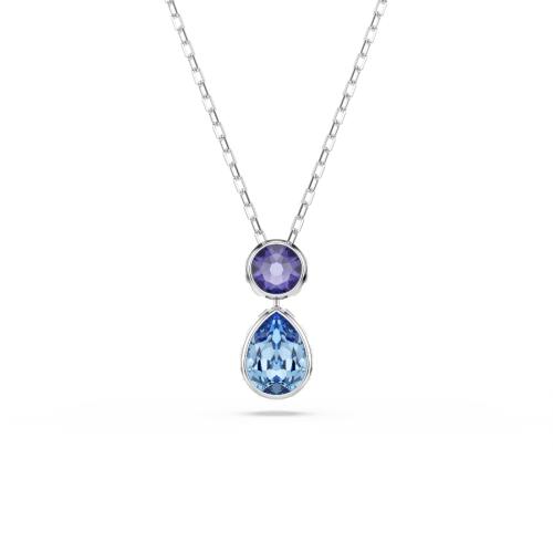 Pendant, Mixed cuts, Multicolored, Rhodium plated
