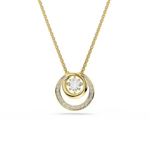 Pendant, Round cut, White, Gold-tone plated