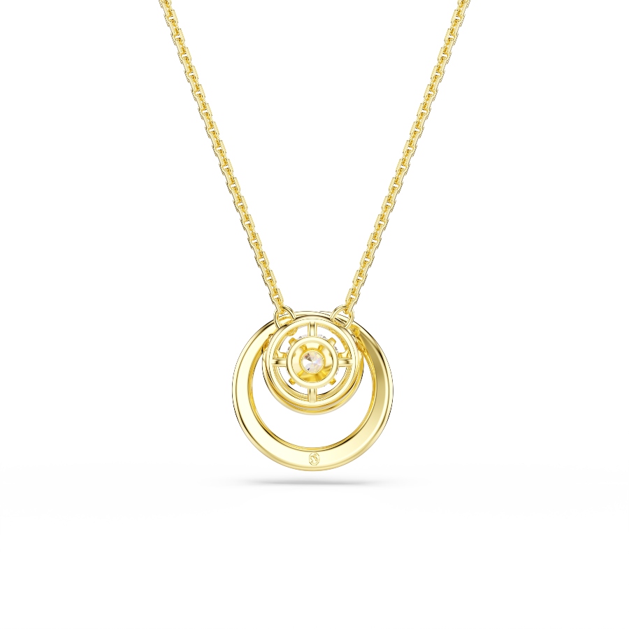 Pendant, Round cut, White, Gold-tone plated Hyperbola Swarovski 5