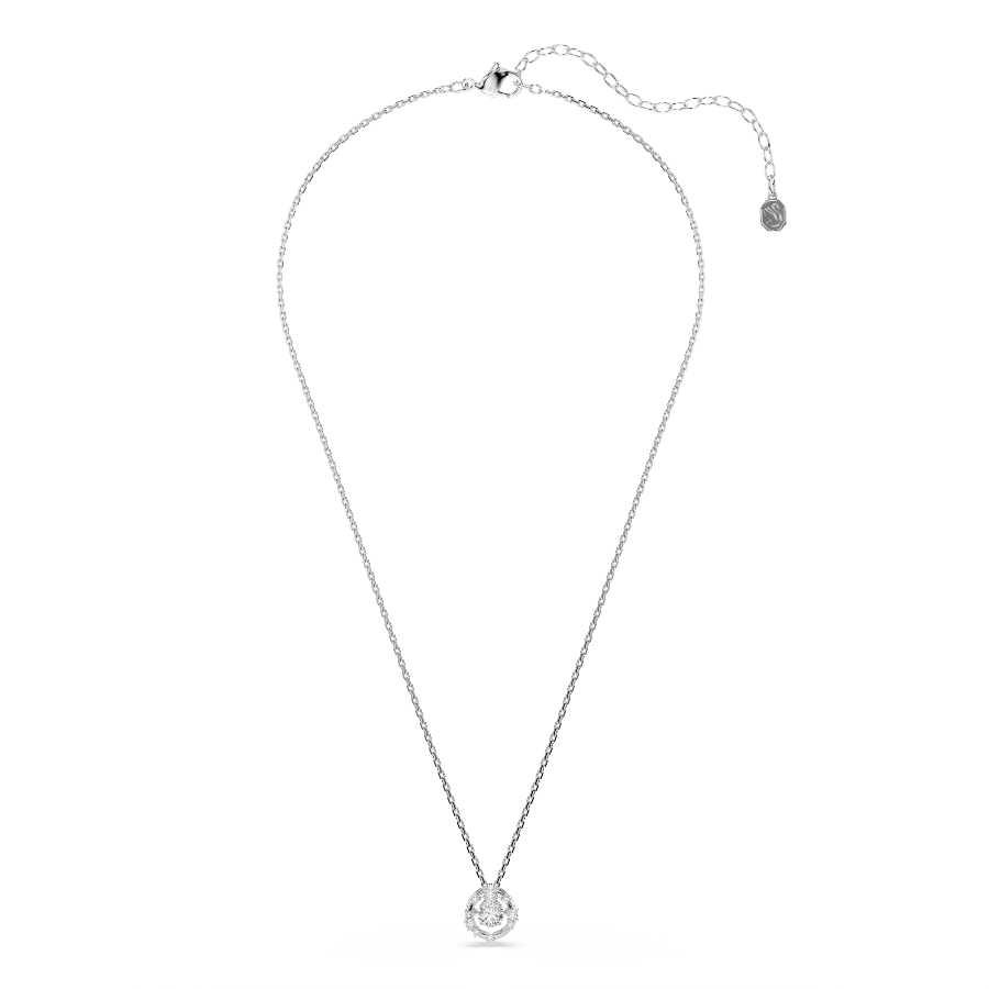 Pendant, Round cut, Dancing stone, White, Rhodium plated Constella Swarovski 2