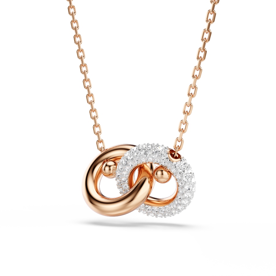 Pendant, Round cut, White, Rose gold-tone plated Dextera Swarovski 3