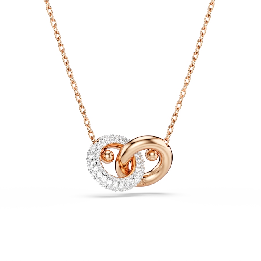 Pendant, Round cut, White, Rose gold-tone plated Dextera Swarovski 5