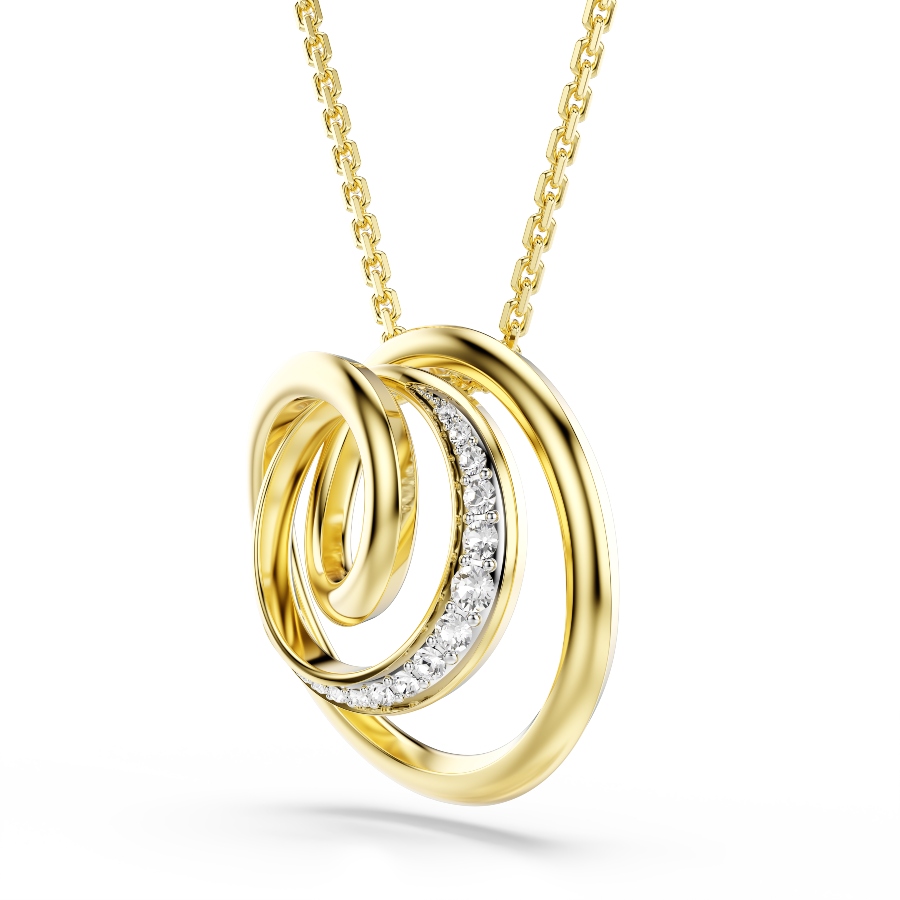 Necklace, Round cut, White, Gold-tone plated Hyperbola Swarovski 3