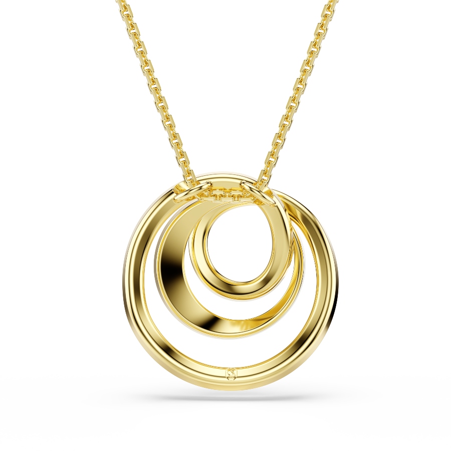 Necklace, Round cut, White, Gold-tone plated Hyperbola Swarovski 5