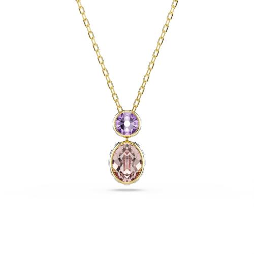 Pendant, Mixed cuts, Multicolored, Gold-tone plated
