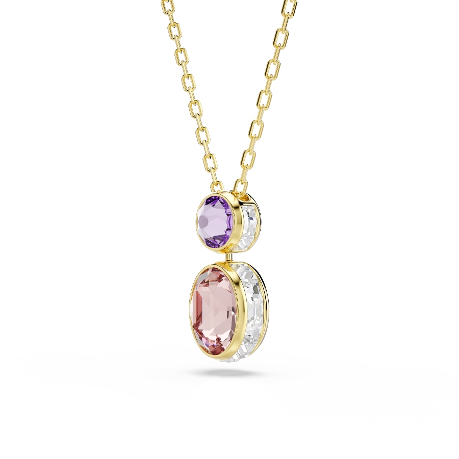 Pendant, Mixed cuts, Multicolored, Gold-tone plated Chroma Swarovski 3