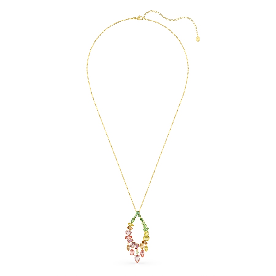 Pendant, Mixed cuts, Multicolored, Gold-tone plated Gema Swarovski 2
