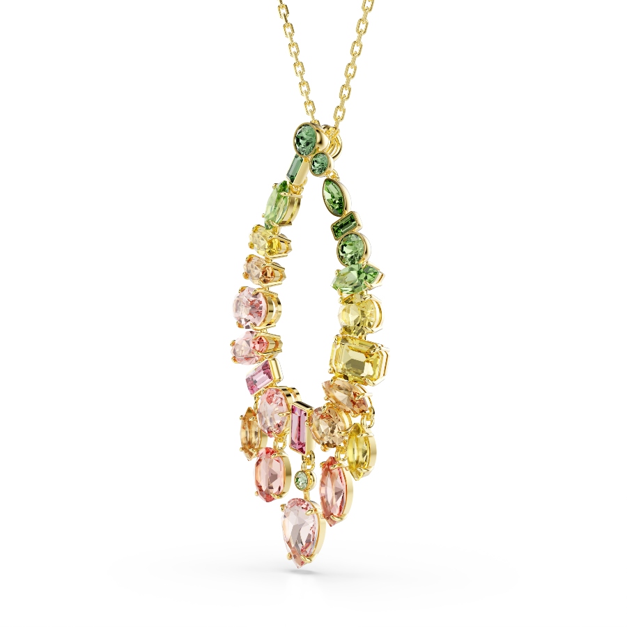 Pendant, Mixed cuts, Multicolored, Gold-tone plated Gema Swarovski 3