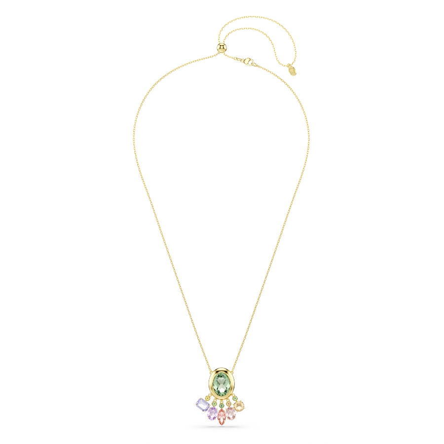 Pendant, Mixed cuts, Dangling crystals, Multicolored, Gold-tone plated Gema Swarovski 2