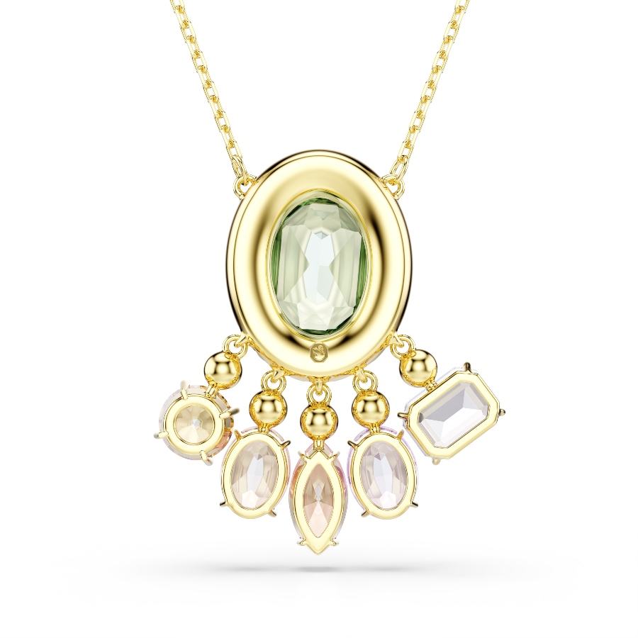 Pendant, Mixed cuts, Dangling crystals, Multicolored, Gold-tone plated Gema Swarovski 5