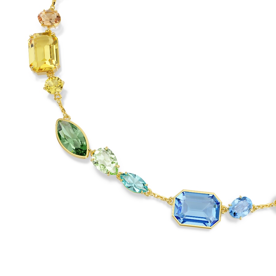 Necklace, Mixed cuts, Multicolored, Gold-tone plated Gema Swarovski 4
