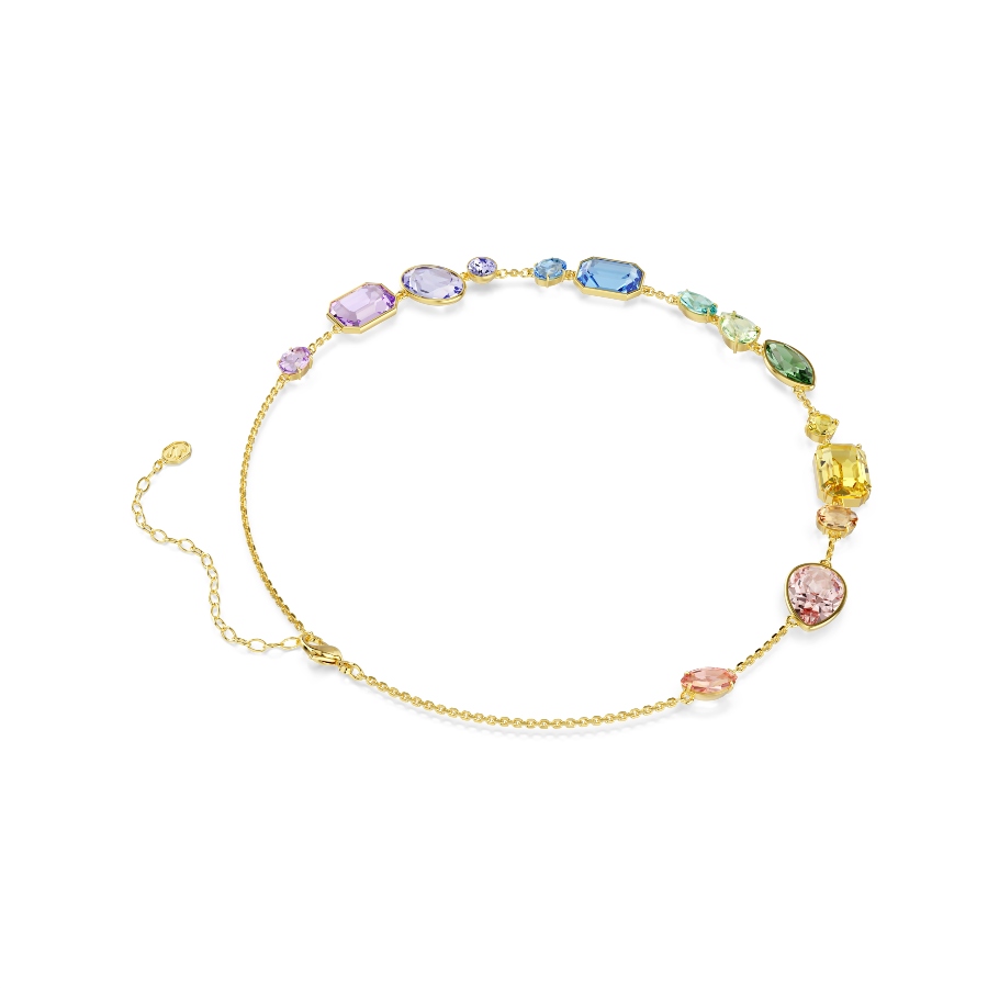 Necklace, Mixed cuts, Multicolored, Gold-tone plated Gema Swarovski 5