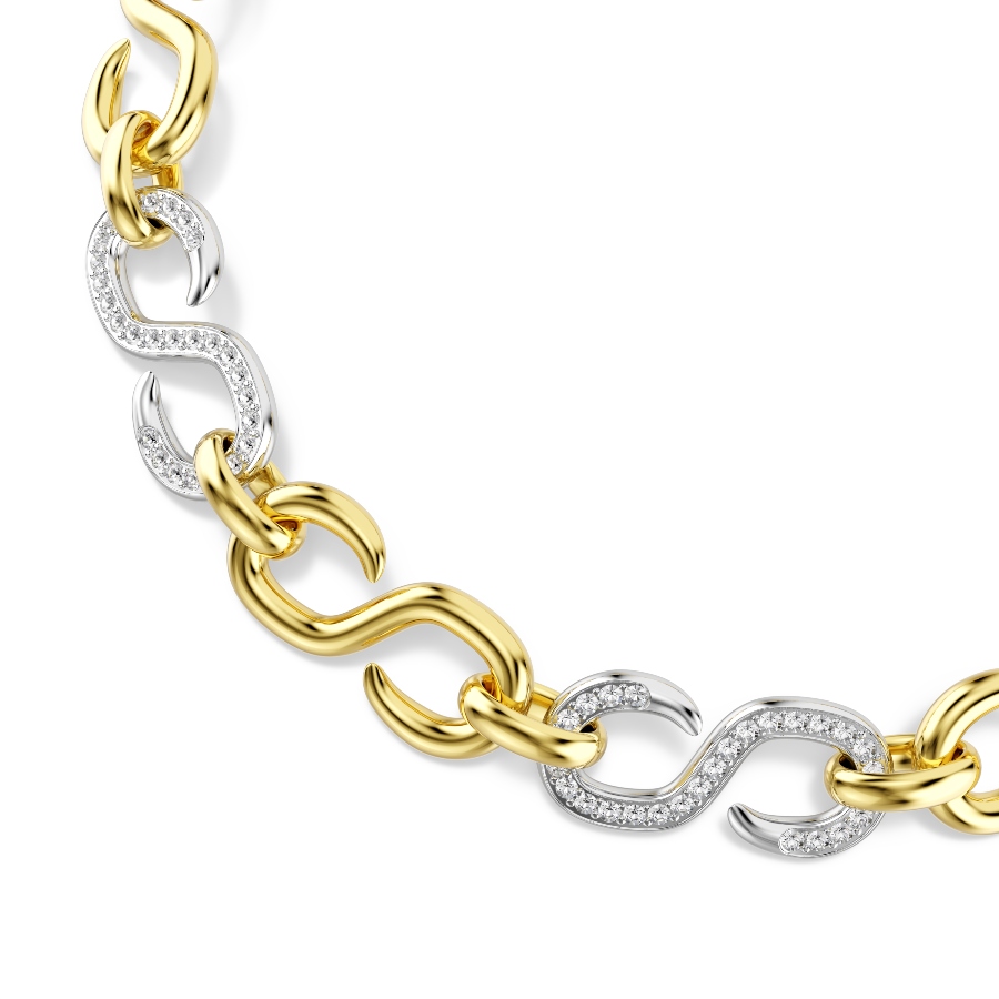 Necklace, Round cut, Chain, White, Mixed metal finish Dextera Swarovski 4