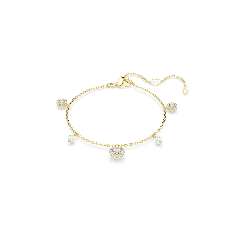 Strandage, Crystal pearl, Round cut, White, Gold-tone plated Una Swarovski 5