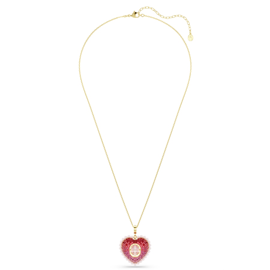 Pendant, Mixed cuts, Heart, Pink, Gold-tone plated Idyllia Swarovski 2