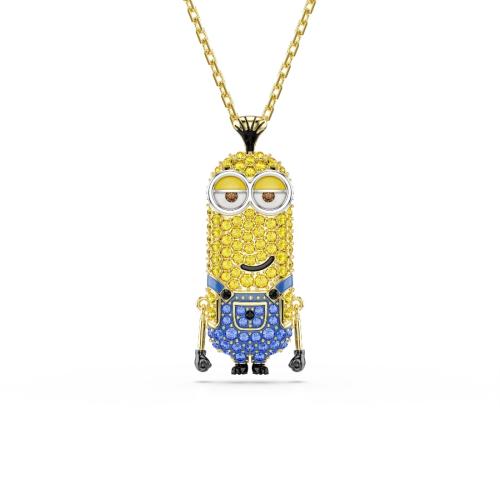 Kevin pendant, Pavé, Multicolored, Gold-tone plated Minions Swarovski