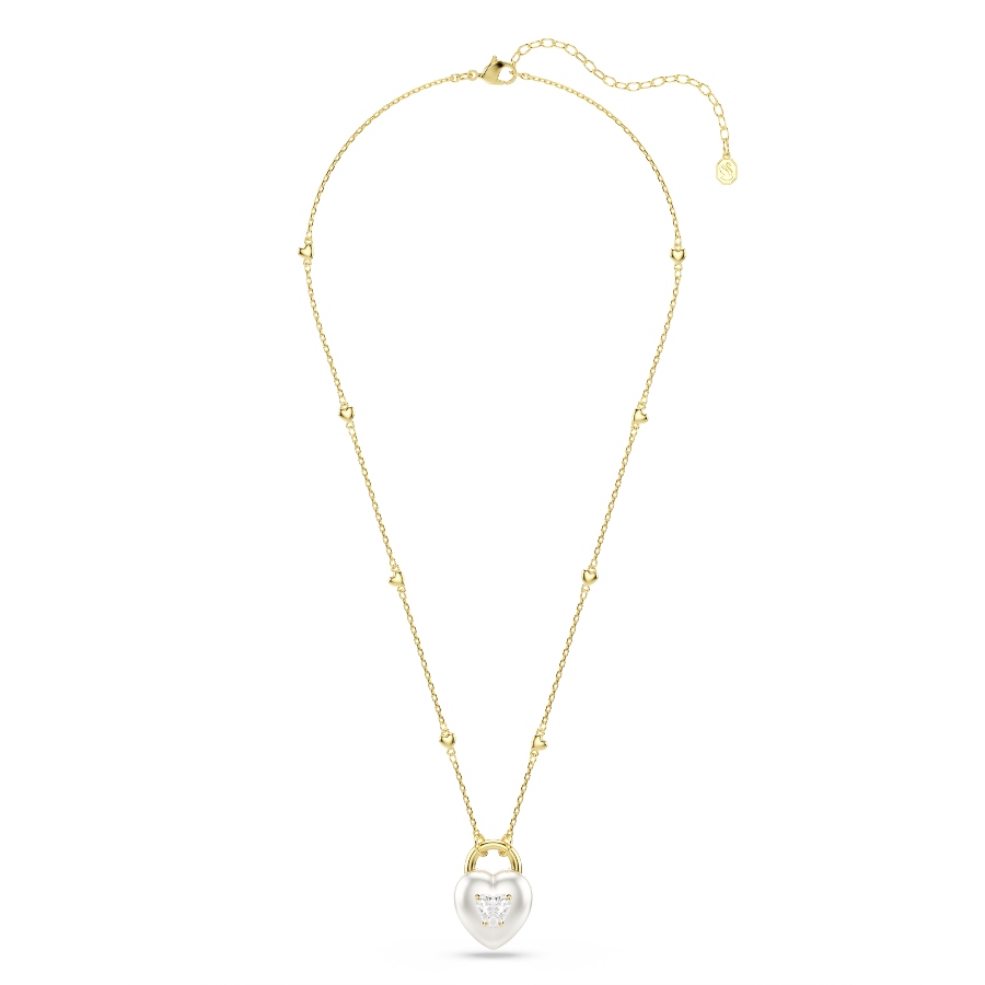Pendant, Mixed cuts, Heart, White, Gold-tone plated Idyllia Swarovski 2