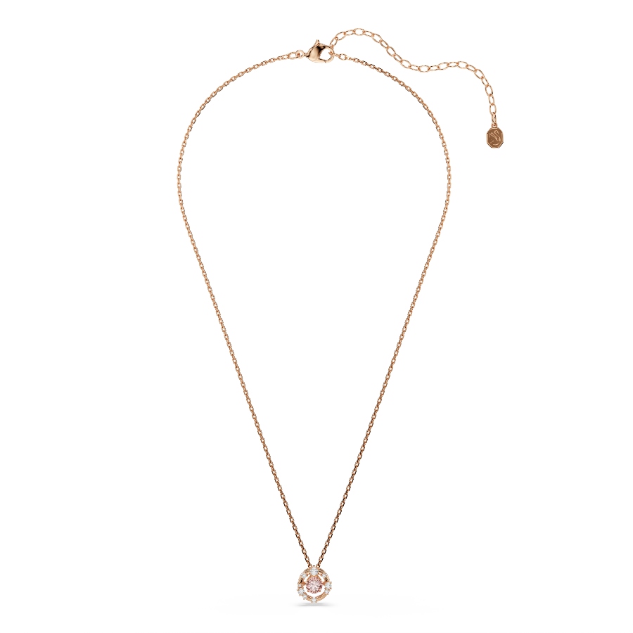 Pendant, Round cut, Dancing stone, Pink, Rose gold-tone plated Constella Swarovski 2