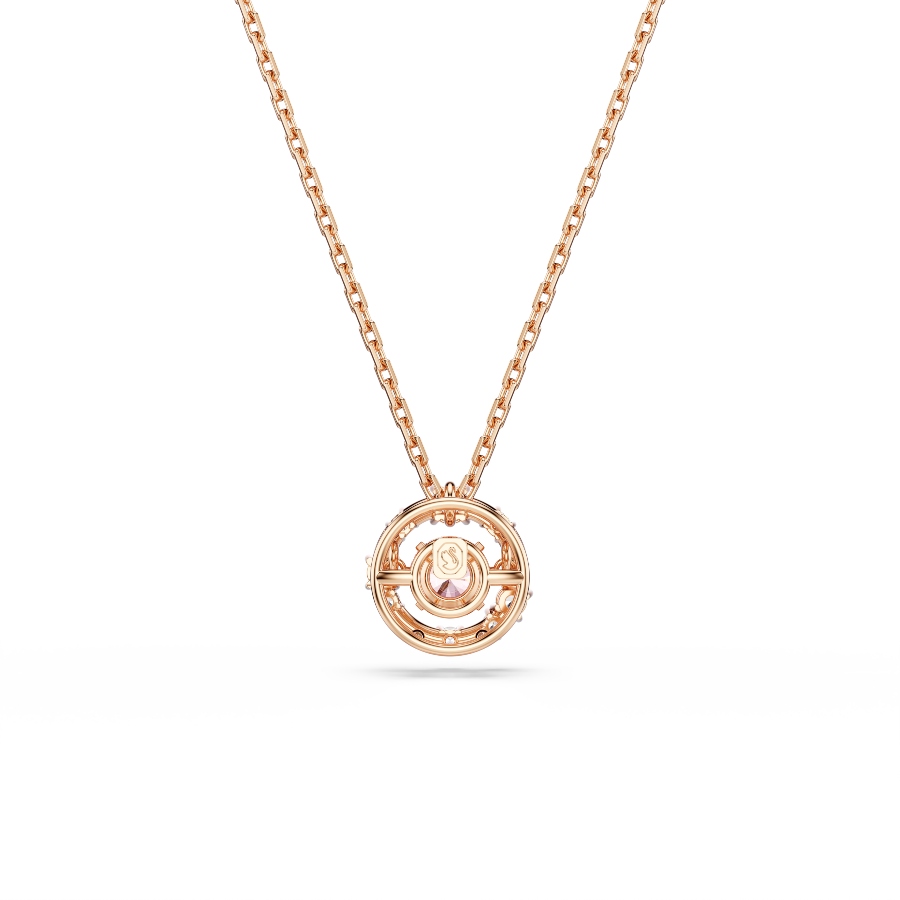 Pendant, Round cut, Dancing stone, Pink, Rose gold-tone plated Constella Swarovski 5