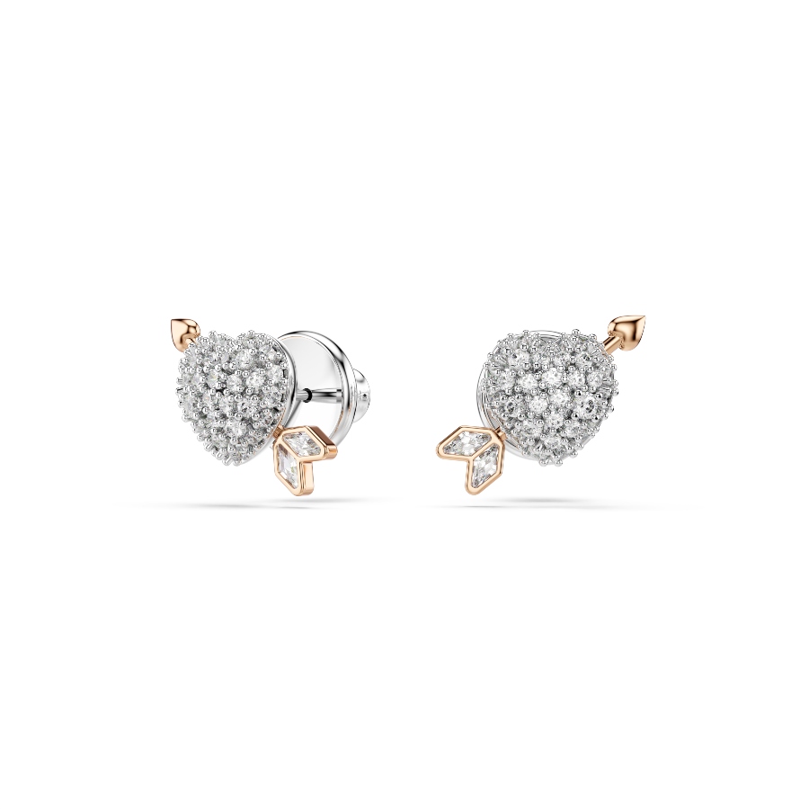 Set, Mixed cuts, Heart with arrow, White, Rose gold-tone plated Idyllia Swarovski 6