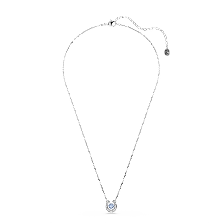 Pendant, Round cut, Pavé, Horse shoe, Blue, Rhodium plated Symbolic Swarovski 2