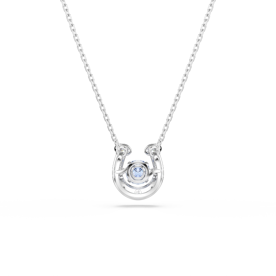 Pendant, Round cut, Pavé, Horse shoe, Blue, Rhodium plated Symbolic Swarovski 5