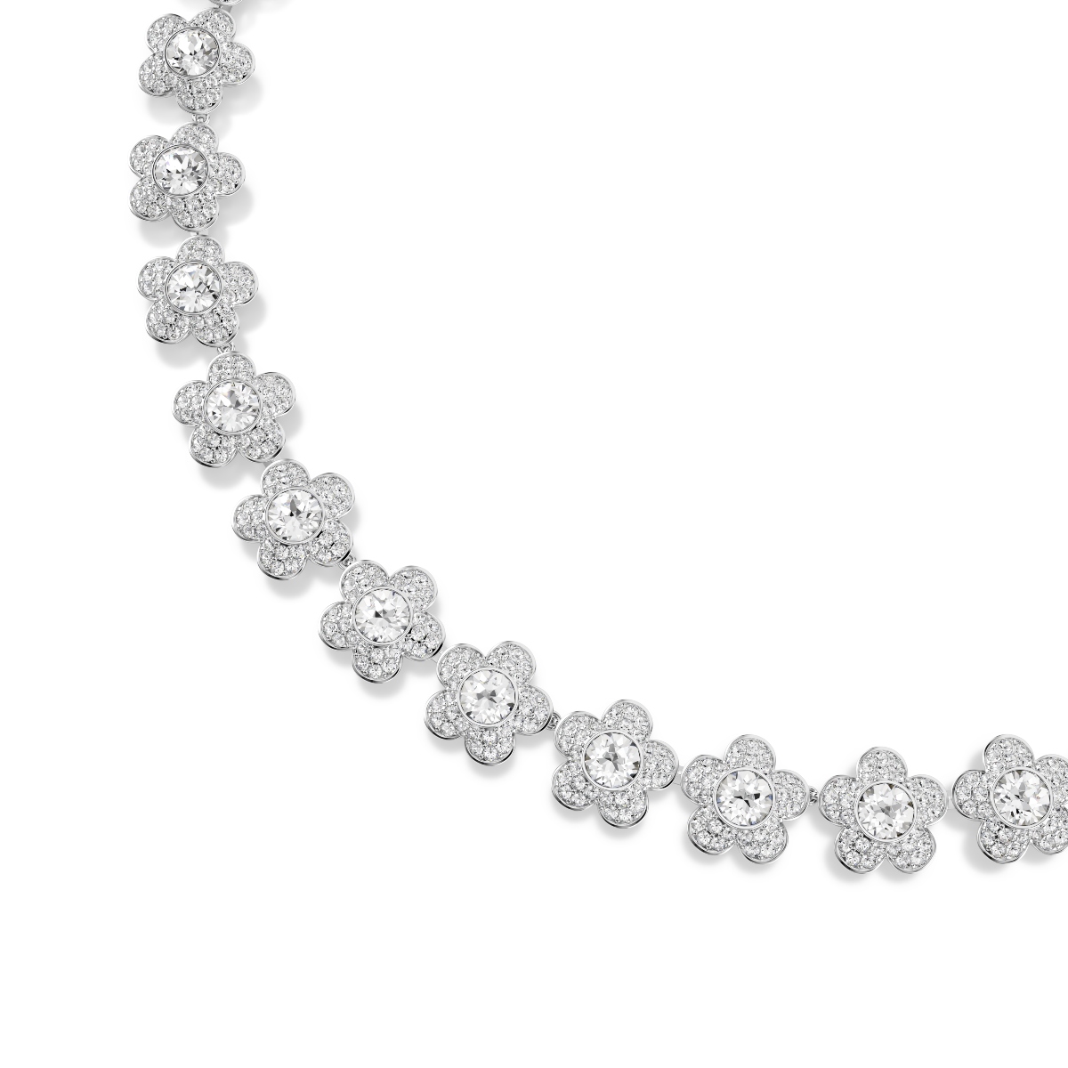 Necklace, Round cut, Flower, White, Rhodium plated Ariana Grande x Swarovski Swarovski 4