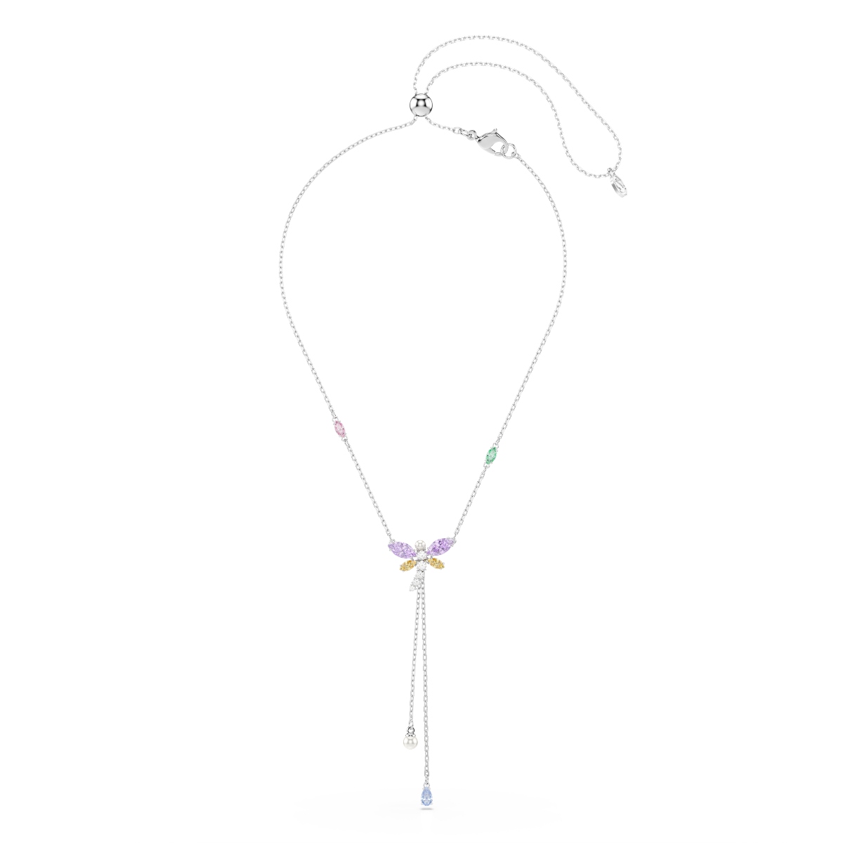 Y necklace, Mixed cuts, Dragonfly, Multicolored, Rhodium plated Ariana Grande x Swarovski Swarovski 2