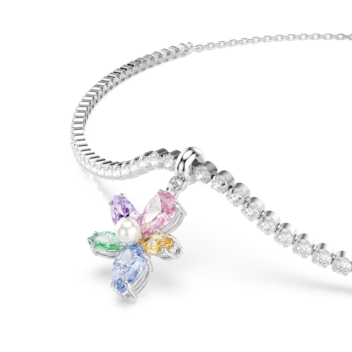 Choker, Mixed cuts, Flower, Multicolored, Rhodium plated Ariana Grande x Swarovski Swarovski 4