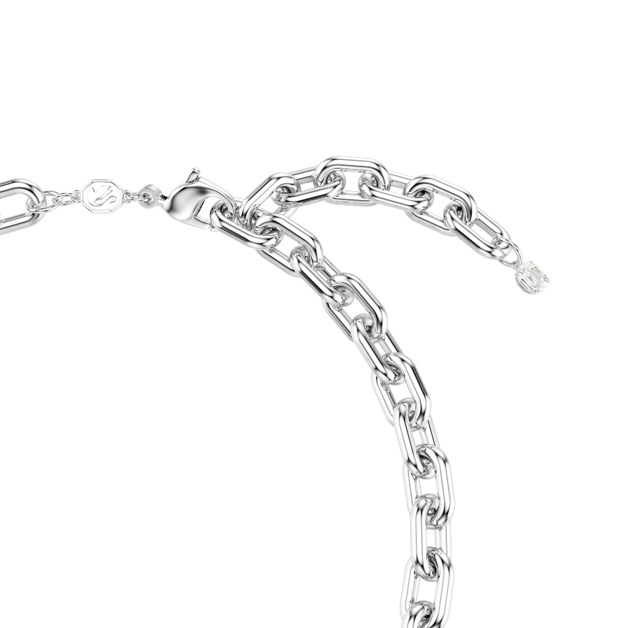 Necklace, Crystal pearl, Mixed cuts, White, Rhodium plated Idyllia Swarovski 3