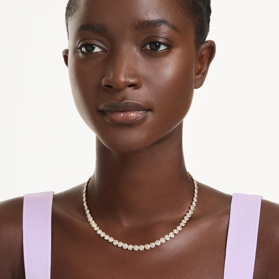 Necklace, Round cut, White, Gold-tone plated Una Swarovski 6